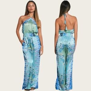 NWT | Elan | Ella Multi-Printed Jumpsuit | Blue/Green | Small